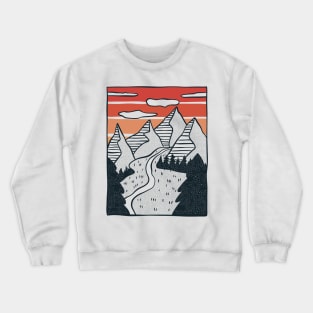 Golden Serenity: Hand-Drawn Valley Sunset Crewneck Sweatshirt